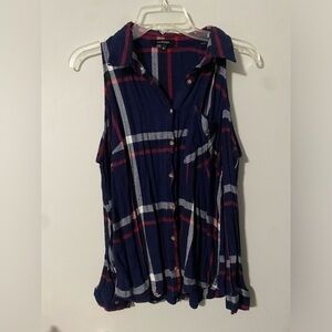 Ambiance Plaid Shirt with Shoulder Cut Outs